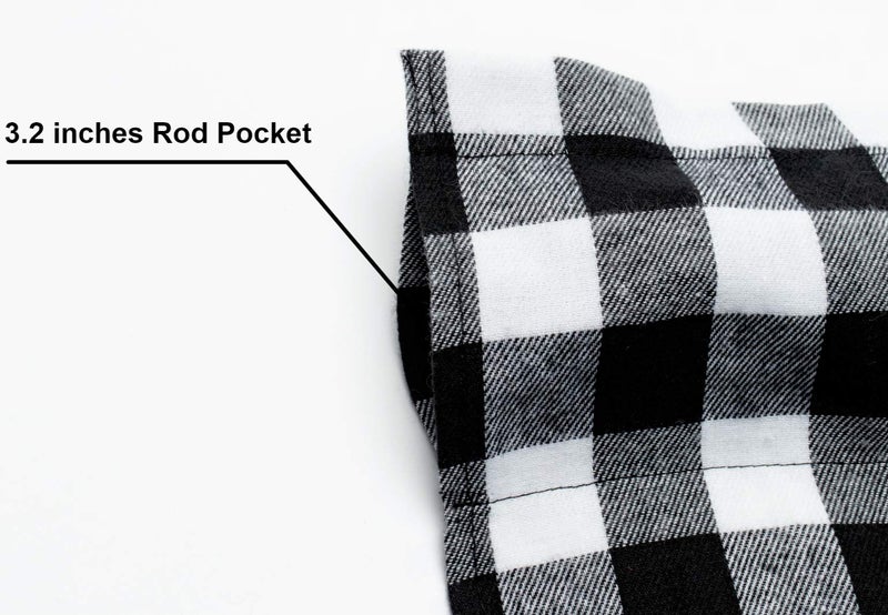 WOSIBO 2 Pack Buffalo Check Plaid Window Valances White and Black Farmhouse Design Window Treatment Decor Curtains Rod Pocket Valances for Kitchen/Living Room 16" x 56" - Image 3